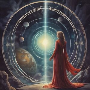 Celestial Gateway Art Print - Red and Blue